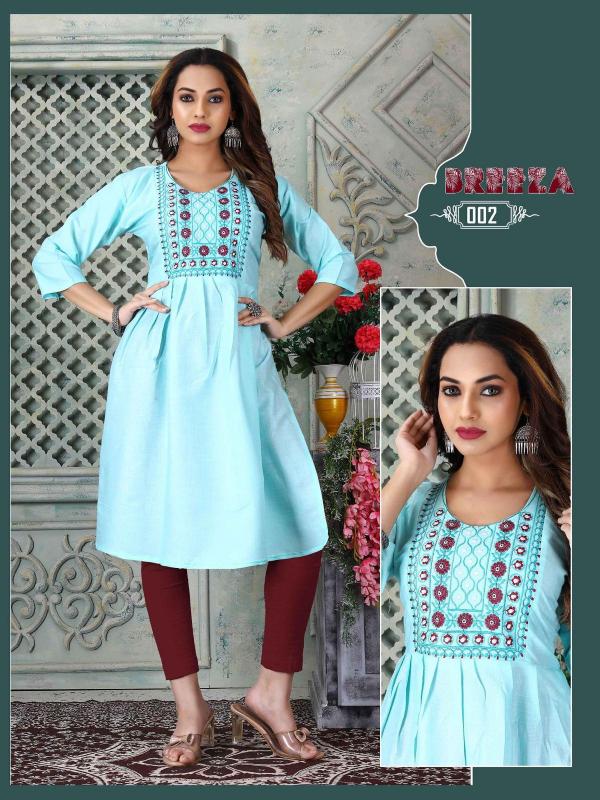 Trendy Breeza Rayon Regular Wear Fancy Kurti Collection